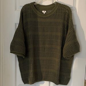 Aerie Crochet Oversized Short Sleeve Sweater
